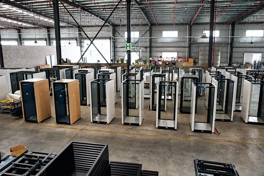 office phone booth units during production at the onmuse factory